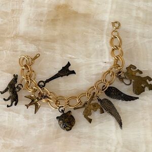 Vintage charm bracelet gold tone